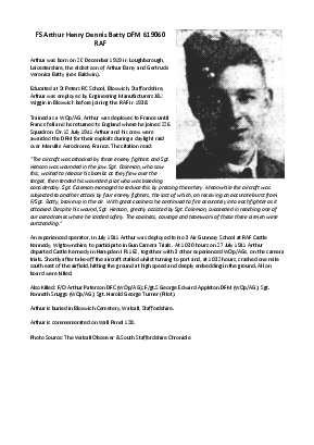 A preview of a PDF biography for Batty, Arthur Henry Dennis